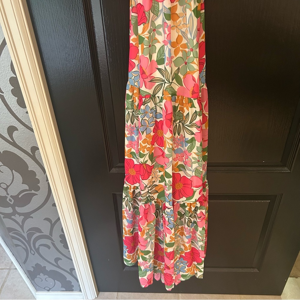 Vici Floral Maxi Dress - Pink, Green, White - Picture 9 of 10